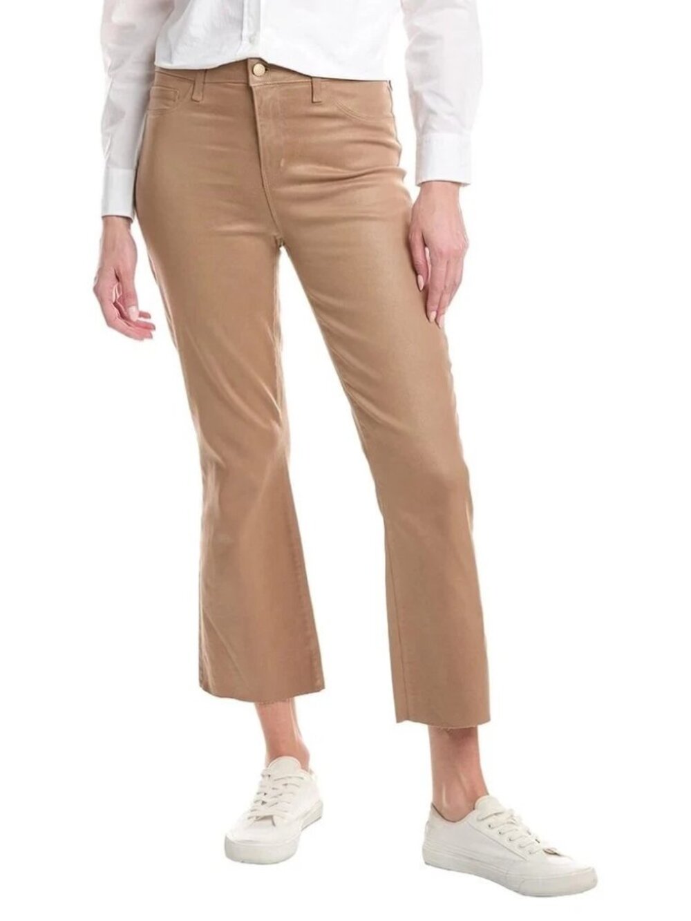 L'AGENCE Womens Jeans Size 30 Cappuccino Coated Kendra High Rise Cropped Flare